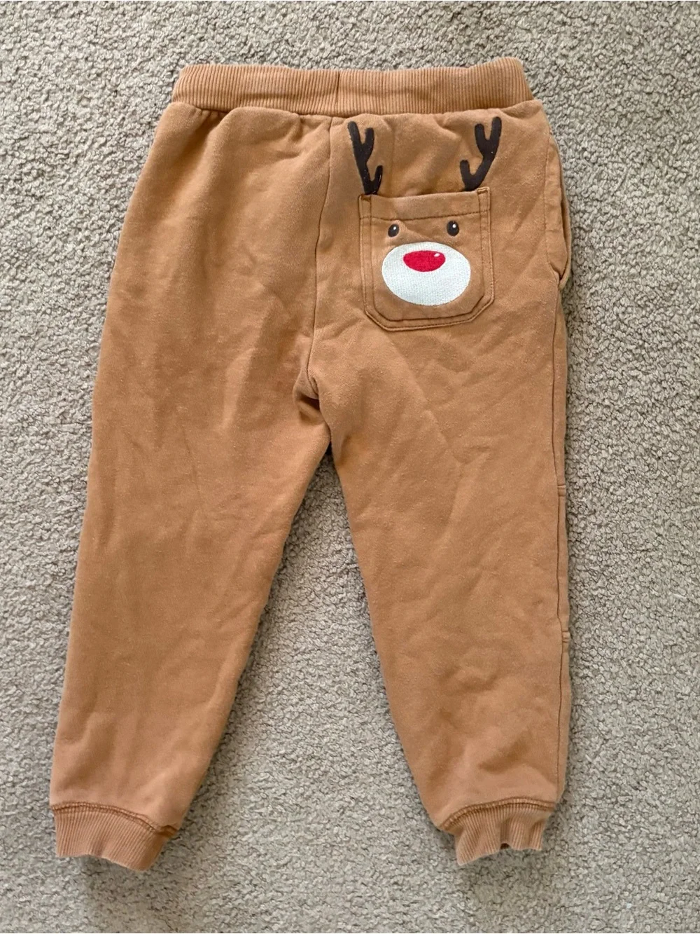 Gymboree Toddler Reindeer Jogger Pants 4T Brown Pull On Elastic Waist Xmas